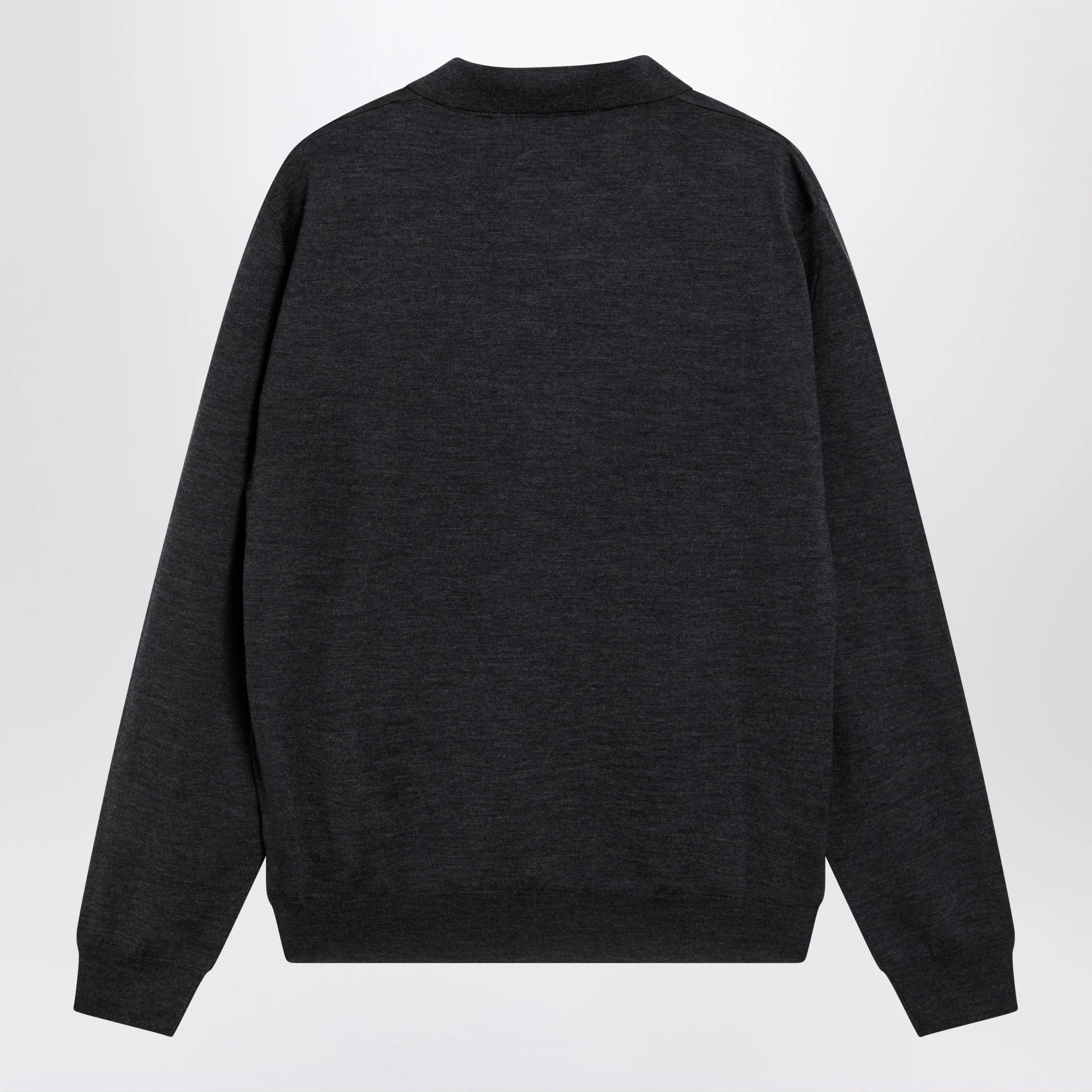 Valentino Wool polo shirt with VLogo embroidery in anthracite