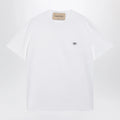 Valentino White cotton T-shirt with VLogo embroidery
