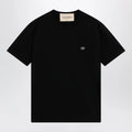 Valentino Black cotton T-shirt with VLogo embroidery