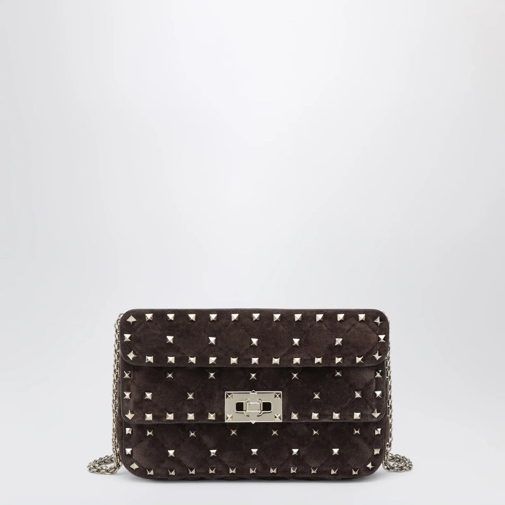 Valentino Garavani Rockstud Spike bag in brown suede