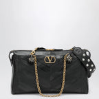 Valentino Garavani Panthea Chevron Bag in Black Leather