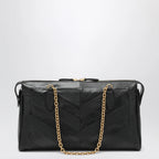Valentino Garavani Panthea Chevron Bag in Black Leather