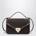 Valentino Garavani Small Rockstud crossbody bag in ebony brown suede