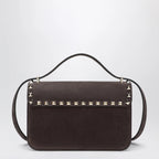 Valentino Garavani Small Rockstud crossbody bag in ebony brown suede