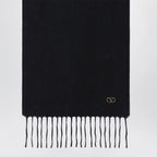Valentino Garavani Black cashmere scarf with VLogo detail