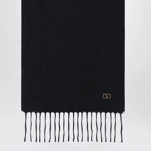 Valentino Garavani Black cashmere scarf with VLogo detail