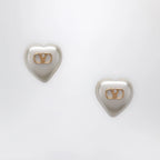 Valentino Garavani VLogo Signature Earrings in Pearl and Gold/Cream Metal