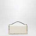 Valentino Garavani Rockstud chain wallet in grained calfskin, light ivory