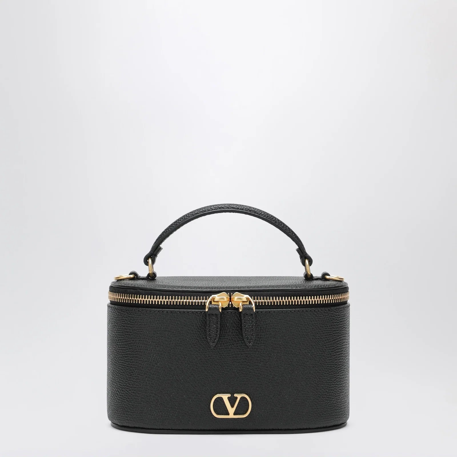Valentino Garavani VLogo Signature Mini Vanity Bag in Black Leather