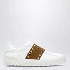 Valentino Garavani Rockstud Untitled trainers in white leather/beige Havana