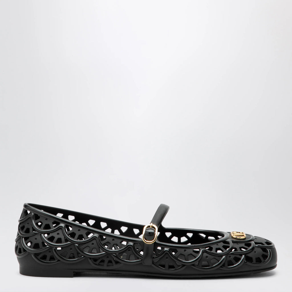 Valentino Garavani Black VLogo Signature rubber ballet flats