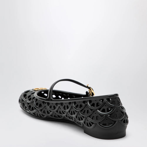 Valentino Garavani Black VLogo Signature rubber ballet flats