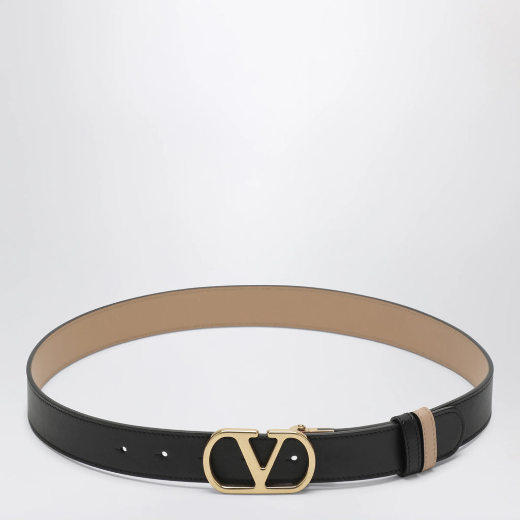 Valentino Garavani Black/Pink reversible VLogo Signature belt