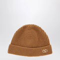 Valentino Garavani Camel Vlogo Signature cashmere beanie