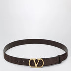 Valentino Garavani VLogo Signature Belt in Ebony Suede