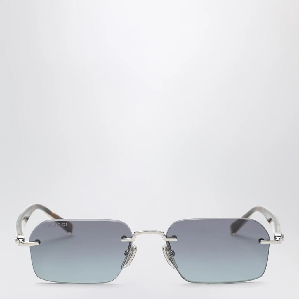 GUCCI Silver-tone metal rectangular sunglasses