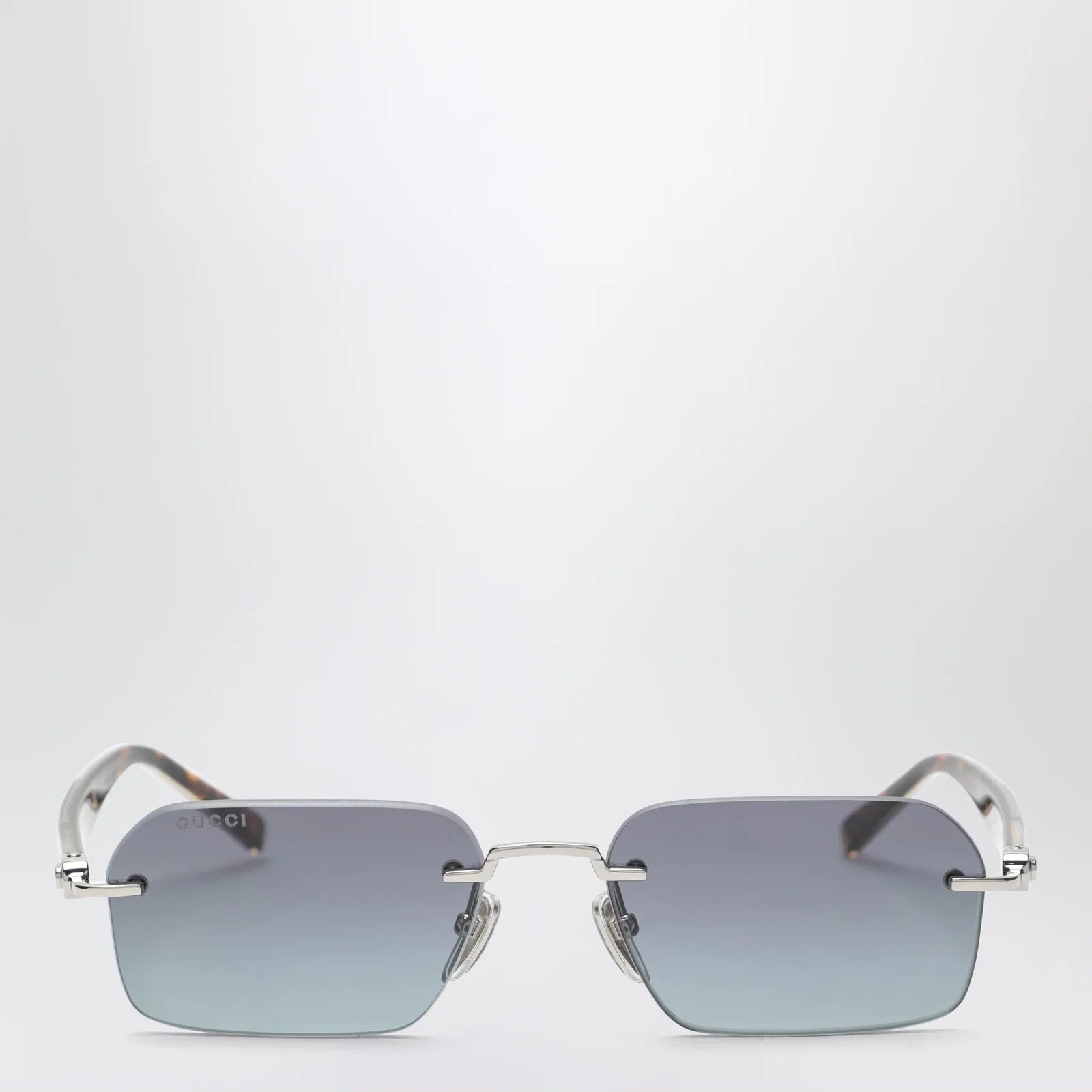 GUCCI Silver-tone metal rectangular sunglasses