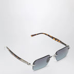 GUCCI Silver-tone metal rectangular sunglasses