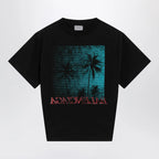 Balenciaga Black cropped T-shirt with logo print
