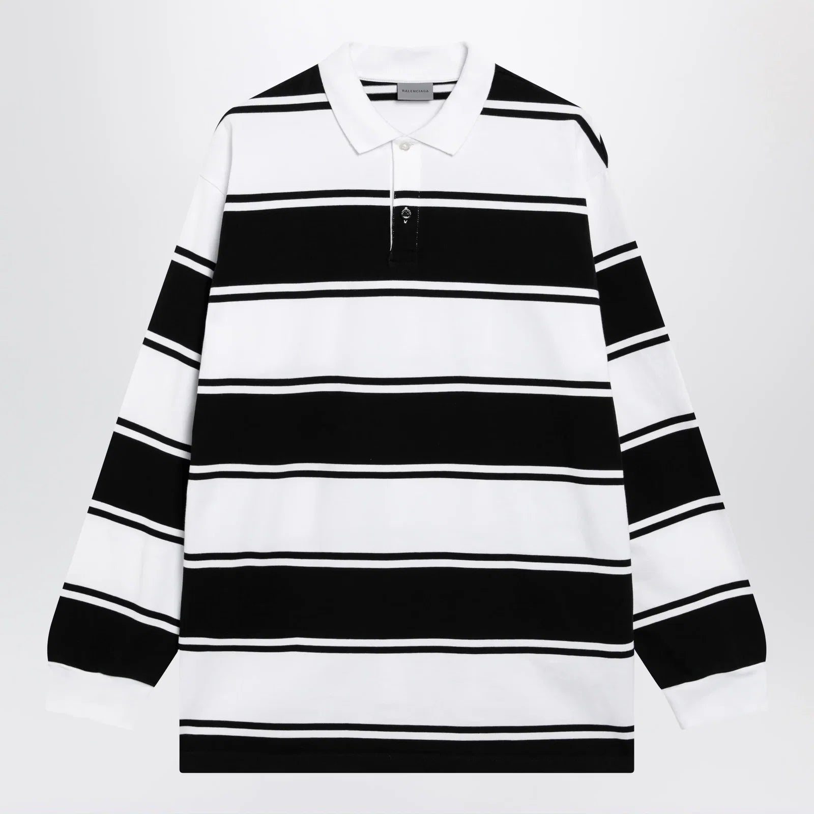 Balenciaga Black/white striped cotton polo shirt