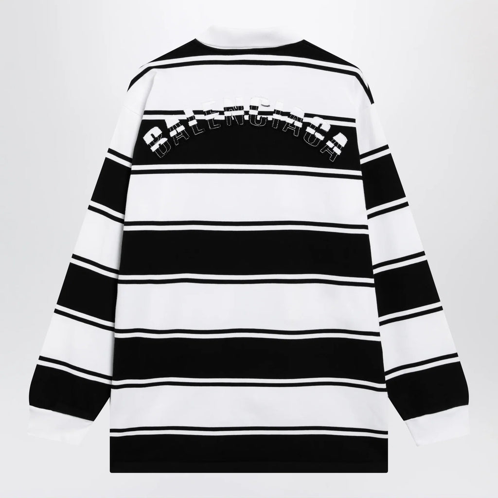 Balenciaga Black/white striped cotton polo shirt
