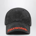Balenciaga Black cotton drill baseball cap with logo