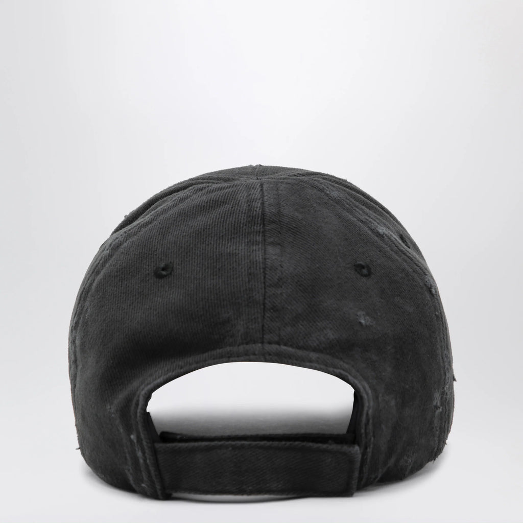 Balenciaga Black cotton drill baseball cap with logo