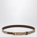 GUCCI Reversible GG fabric and leather belt in sand/brown with Horsebit buckle