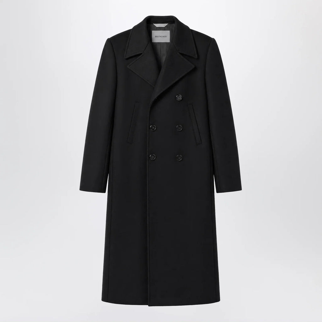 Balenciaga Long double-face tailored coat in black cotton
