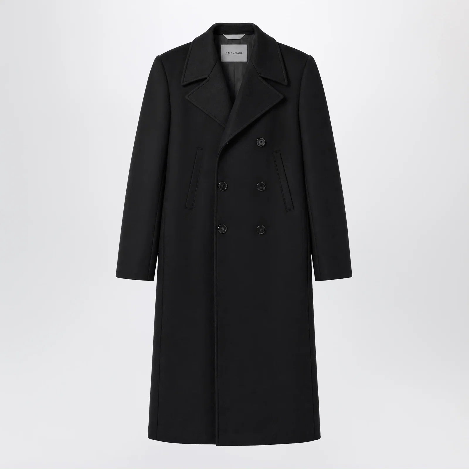 Balenciaga Long double-face tailored coat in black cotton