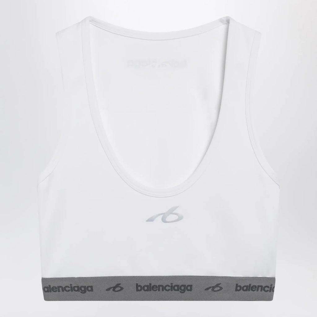 Balenciaga White Techwear bra top in technical fabric