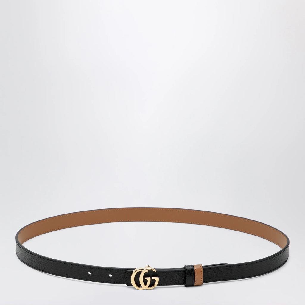 GUCCI Reversible GG Marmont belt in black/beige leather