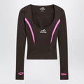 Balenciaga Techwear top in khaki/neon pink technical fabric