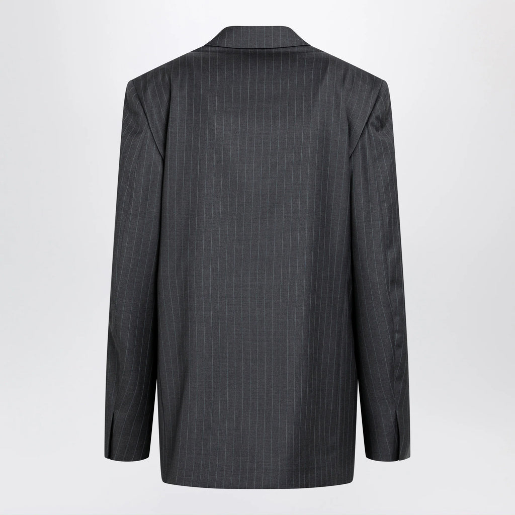 GUCCI Grey/light blue pinstripe wool jacket