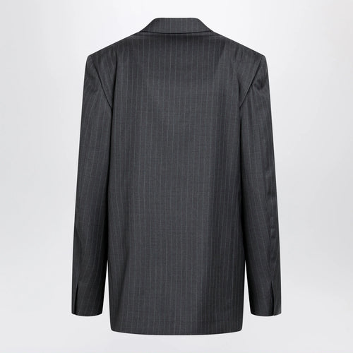 GUCCI Grey/light blue pinstripe wool jacket