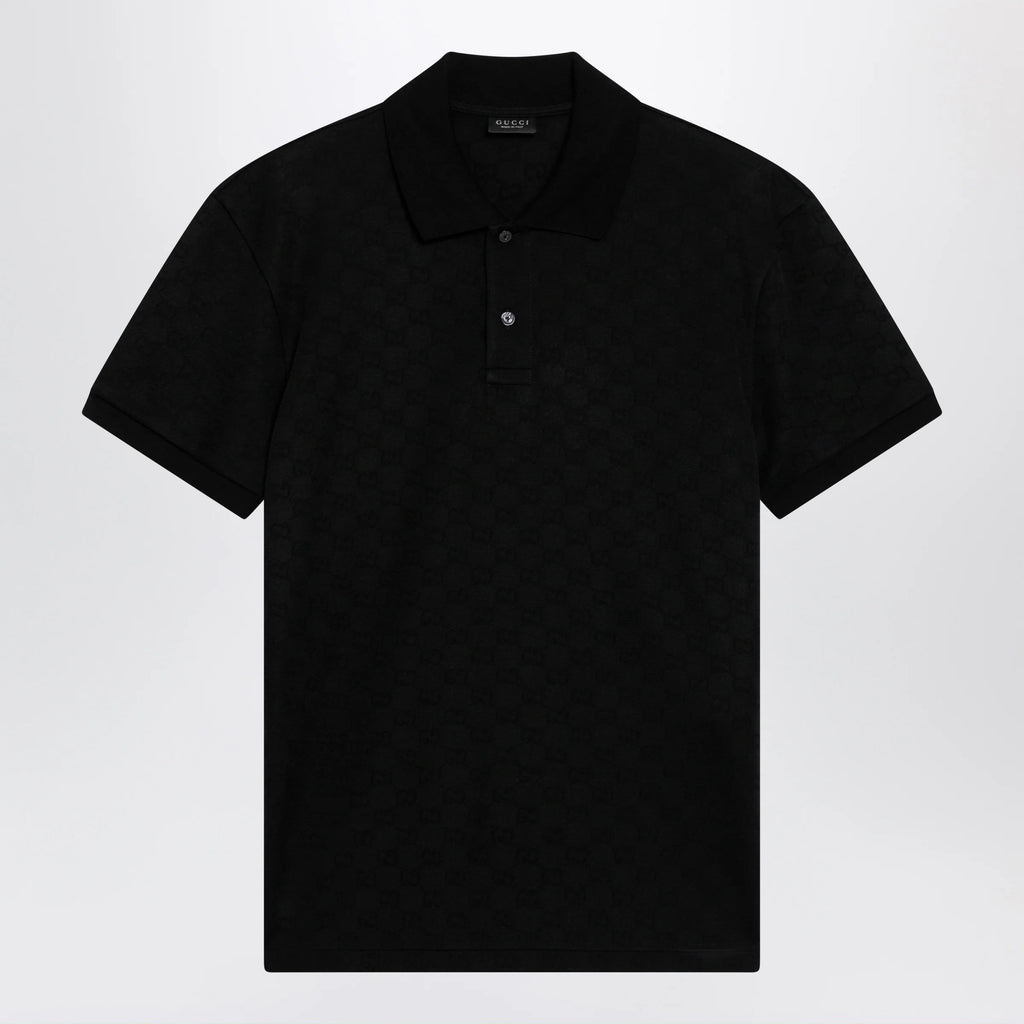 GUCCI Black GG jacquard technical jersey polo shirt