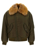 Saint Laurent Removable Shearling Neck Bomber Jacket