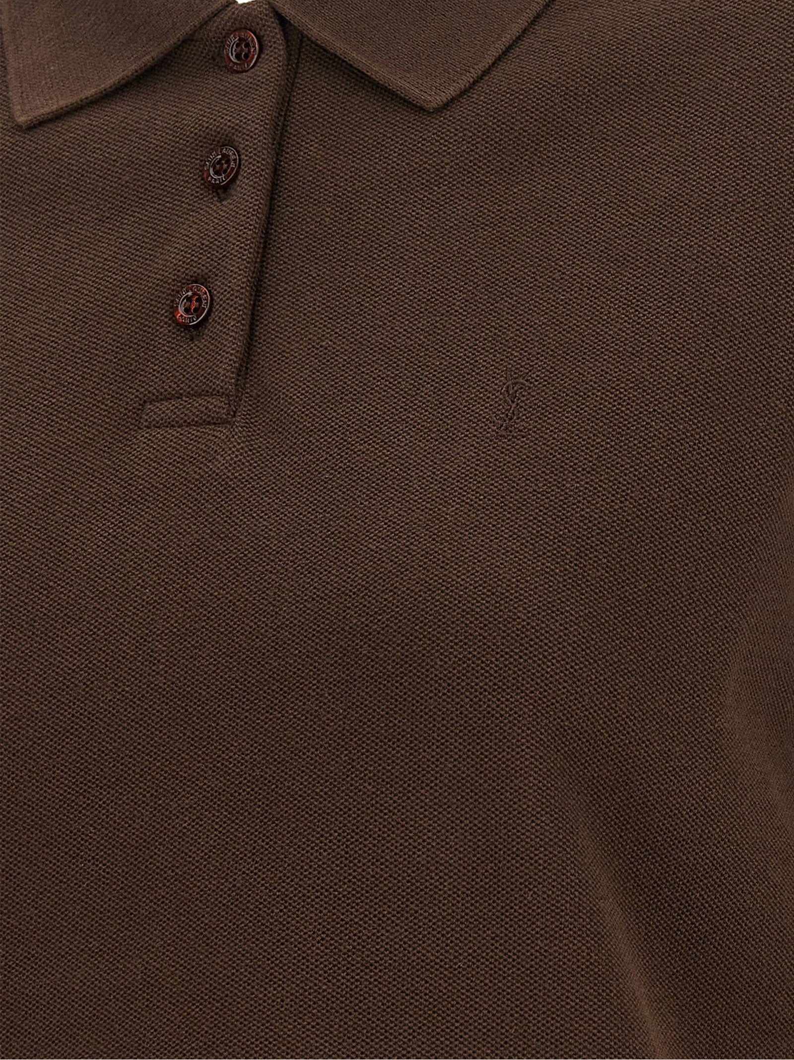 Saint Laurent Cassandre Crop Polo Shirt