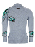 Moschino Distressed Argyle Cardigan