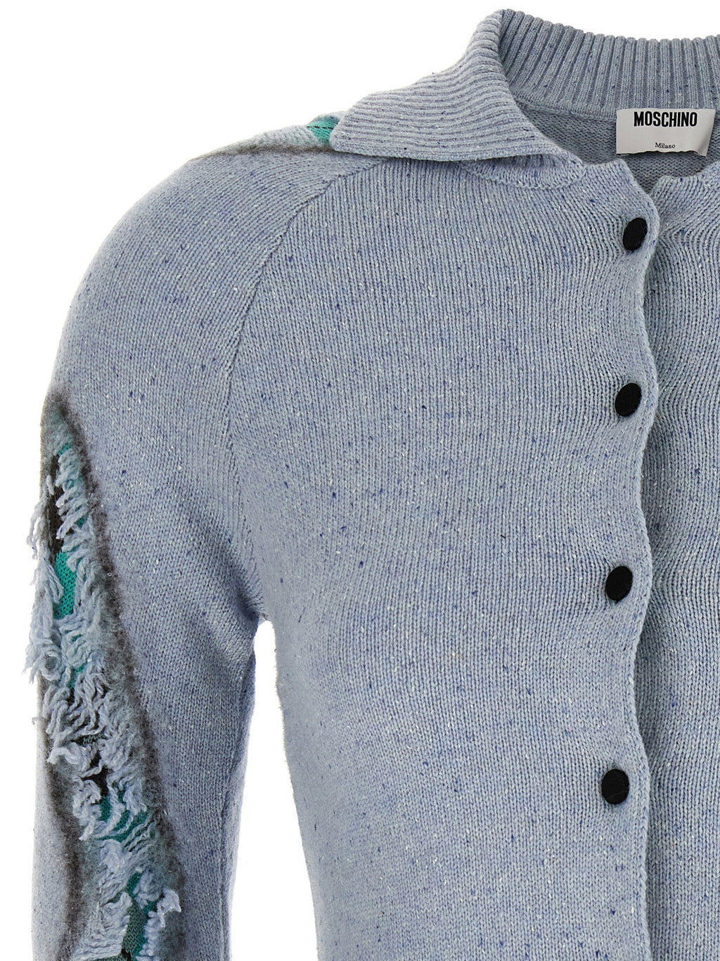 Moschino Distressed Argyle Cardigan