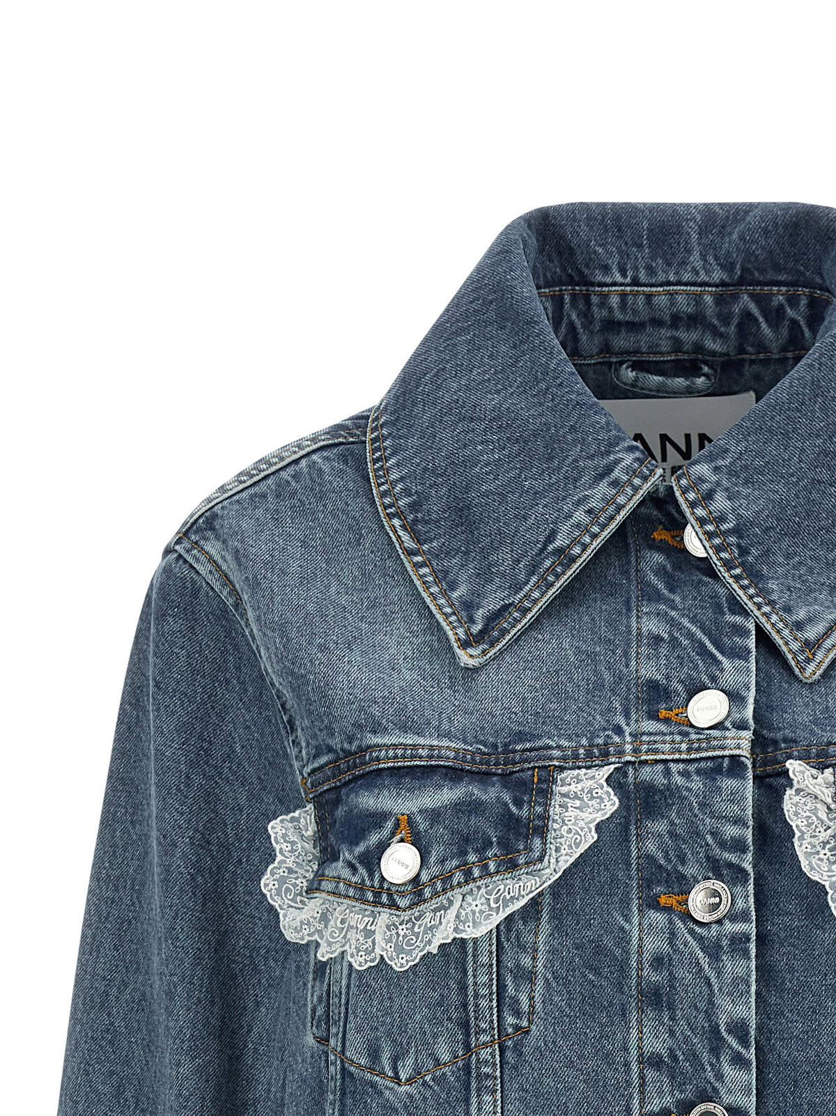 Ganni Denim And Lace Jacket