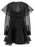 Ganni Black Organza Circle Collar Dress