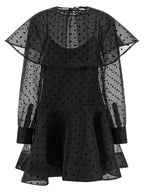 Ganni Black Organza Circle Collar Dress