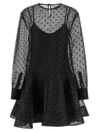 Ganni Black Organza Circle Collar Dress
