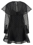 Ganni Black Organza Circle Collar Dress