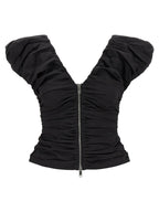 Ganni Black Ruched Top