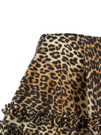 Ganni Leopard Duchesse Nylon Mini Frill Skirt