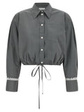 Ganni Cropped Shirt With Lace