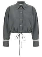 Ganni Cropped Shirt With Lace