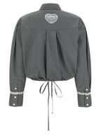 Ganni Cropped Shirt With Lace